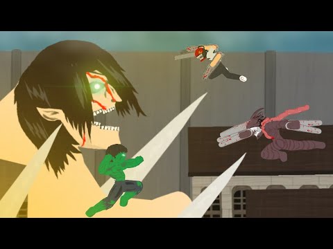 "CHAINSAW MAN" vs "EREN" and "HULK" Full video|| Dc2.
