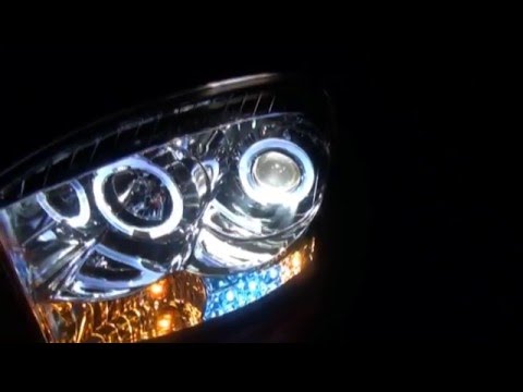 Dodge ram spyder headlight install & a little crude body work