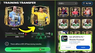 HOW TO GET TRAINING TRANSFER POINTS RANK UP NEW UPDATES XP RONALDO MESSI GO IN EA FC FIFA MOBILE 24