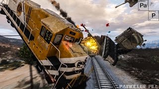 GTA 5 - Train Derailment Epic Crash Tests High Speed