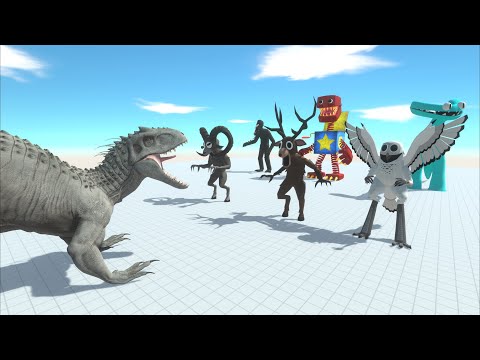 Indominus Rex beat down The Deer group then hunting Boxy Boo - Animal Revolt Battle Simulator