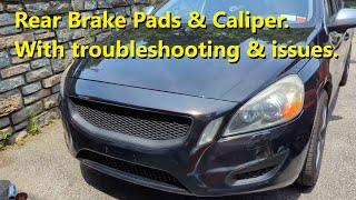 How to replace the rear brake pads and caliper on a P3 Volvo vehicle, S60, S80, V70, XC60, XC70, V60
