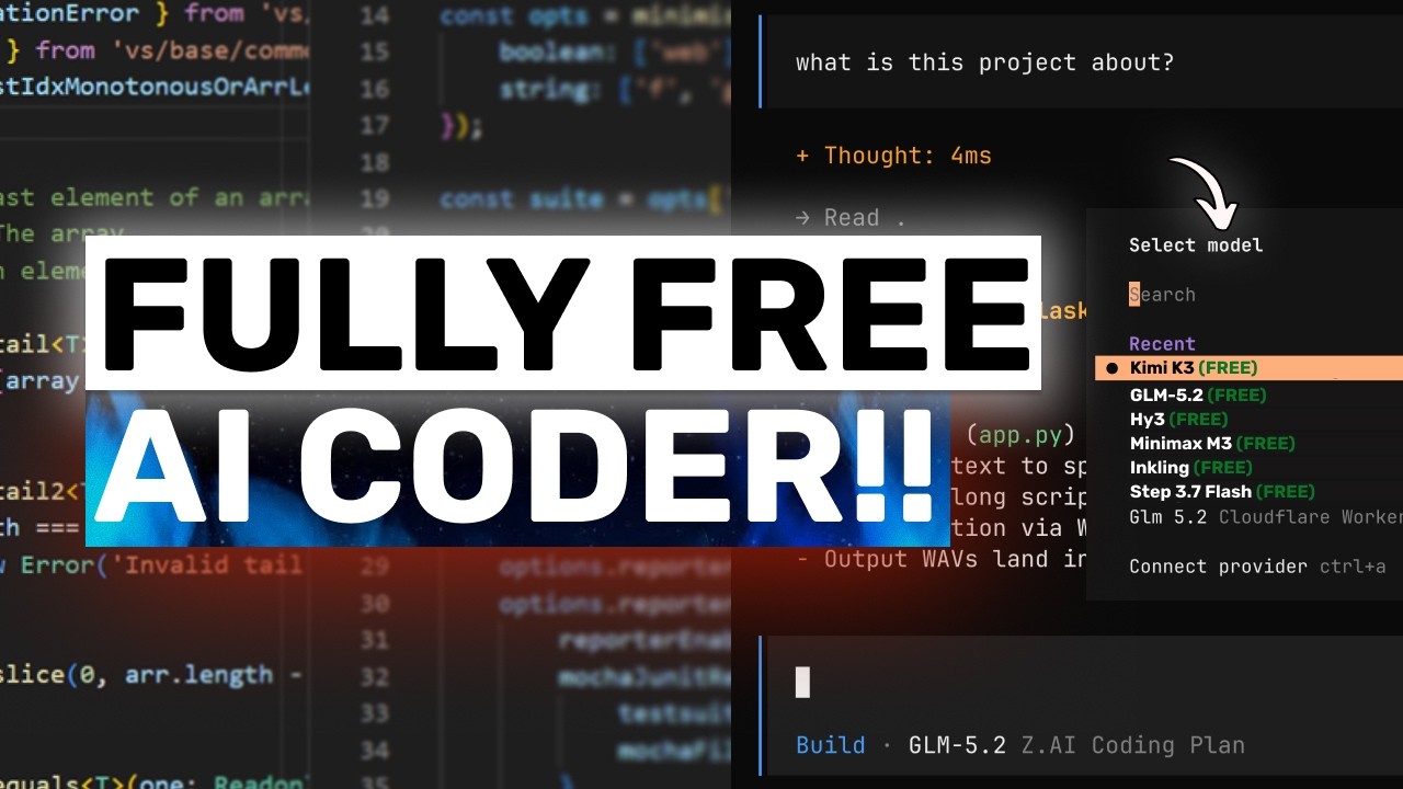 OpenCode + FREE Kimi K3, GLM-5.2 API: IT ACTUALLY WORKS!