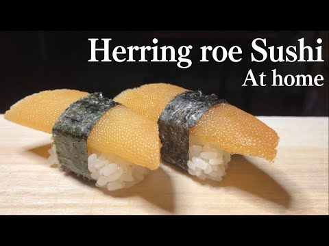 【Lucky Sushi】How to make Herring roe Sushi at home!! - Kazunoko