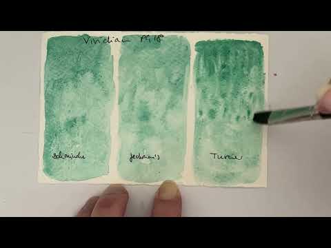 Viridian PG18 watercolour comparison: Schmincke, Jackman's & Turner, and how do they compare to PG7?