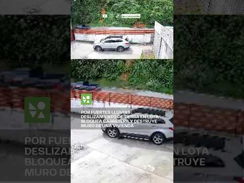 🌧️ POR FUERTE LLUVIA: DESLIZAMIENTO DE TIERRA EN LOTA BLOQUEA CARRETERA Y DESTRUYE MURO DE VIVIENDA