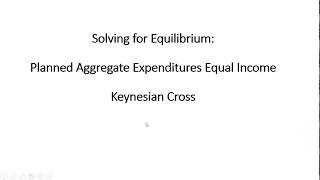 Solving for Equilibrium Income: Planned Aggregate Expenditure Equals Income