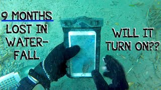 Underwater Metal Detecting a WATERFALL - I Found an iPhone, Rings, Pocket Knife (Phone Returned!!!)