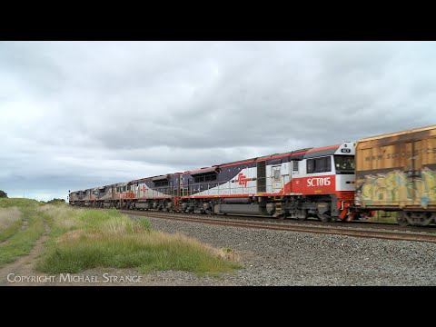 Five SCT Class Diesels On 1PM9 Mixed Freight Train (3/11/2022) - PoathTV Australian Railways