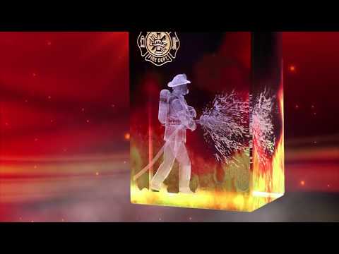 Crystal D Awards & Gifts - 3D Crystal Firefighter