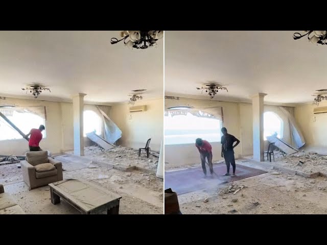 Un palestino limpiando su casa en Gaza se vuelve viral