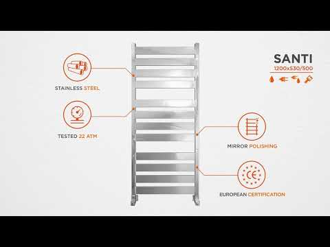 Водяной полотенцесушитель Mario Санти 1.2.6801.03.P (4820111354849, 1200x530, хром/белый глянец/черный матовый/золото/сатин/бронза)