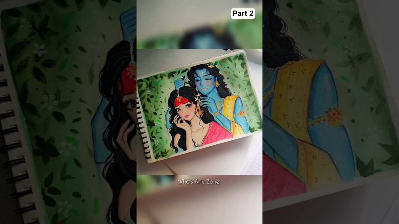 Part 2 ✨🤯! Radha Krishna full painting complete ✅ #tranding #art #shorts