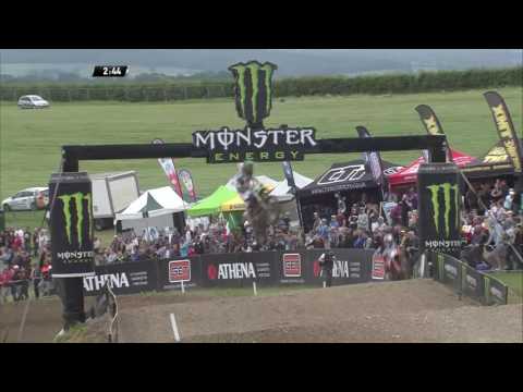 FULLBACK MXGP of Great Britain MX2 race 1 Dylan Ferrandis passes Pauls Jonass