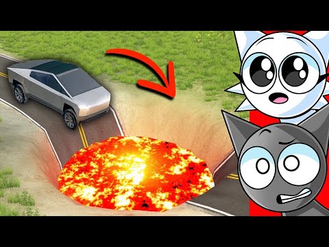 CARS VS GIANT LAVA PIT