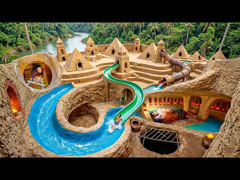 Building a Massive Pyramid House Complex With Pools in the Jungle Swamp Using Primitive Tools