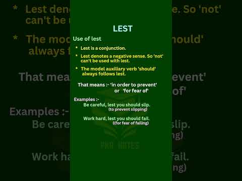LEST / Use of lest / Conjunction /  #lest