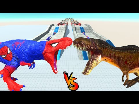 PREHISTORIC T-REX vs SPIDERMAN T-REX WHO IS STRONGER and FASTER - ARBS