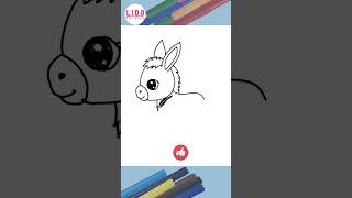 Draw a Cute Donkey Step by Step Easy Drawing for Kids #lidoartworks Short