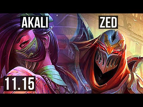 AKALI vs ZED (MID) | 6 solo kills, 1.3M mastery, 300+ games, 14/5/11 | NA Diamond | v11.15
