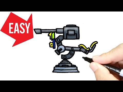 How to draw Fortnite guns【Mounted Turret.fsthumb】Easy & Cute drawing｜Jolly Art NEGI