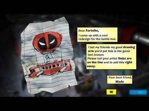 Where to find Deadpools letter to epic games - Deadpool weekly challenges guide - Fortnite chapter 2