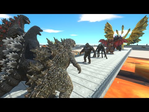 3X GODZILLA vs GHIDORAH LAVA DEATH RUN - Animal Revolt Battle Simulator