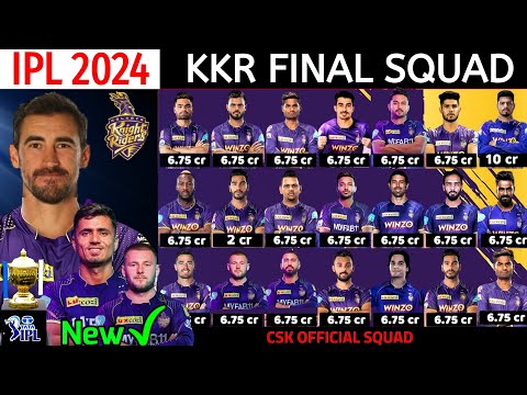IPL 2024 - Kolkata Knight Riders Final Squad | Kolkata Full & Final Squad IPL 2024 | KKR Final Squad