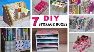 7 ideas diy storage boxes // cardboard desk organi