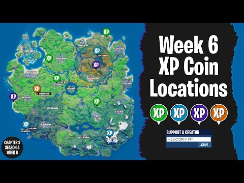All XP Coin Locations - Fortnite season 4 chapter 2 (Week 6)*EASY TO FOLLOW*