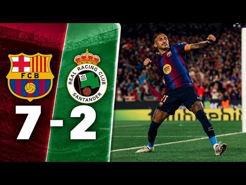 BARCELONA GOLEÓ 7 A 2 A RACING DE SANTANDER Y SE AFIANZA COMO LIDER DE LA LIGA ESPAÑOLA