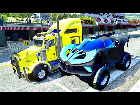 Bugatti Bolide Monster Truck vs Kenworth T800 8X6 TRUCK at Top Gear Track