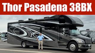 A preview image of the linked video showcasing 2023 Thor Pasadena 38BX