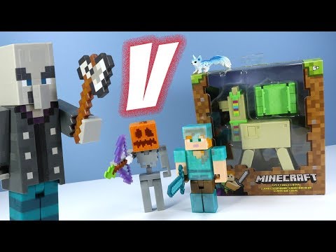 Minecraft Survival Mode Vindicator and Spitting Llama Action Figures Mattel
