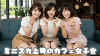 ミニスカ上司のカフェ女子会/40代/50代/スーツ/スカート/美女/AI美女/AI/日本人/OL