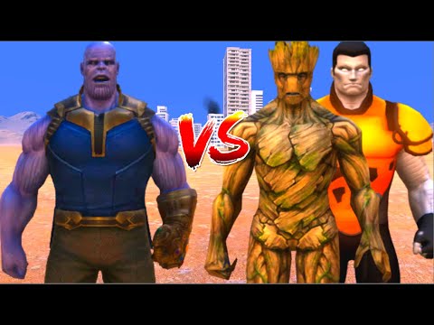 100 Thanos vs 1000 Groot and 1000 Colossus (Marvel vs Marvel)