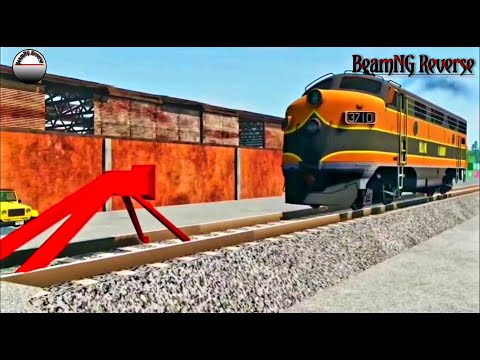 Train vs End Stop Crashes Reverse - BeamNG Drive