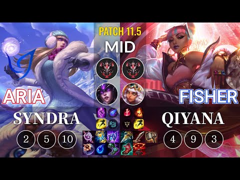 CGA Aria Syndra vs Fisher Qiyana Mid - KR Patch 11.5