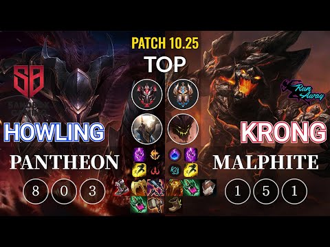 SB Howling Pantheon vs RNW KronG Malphite Top - KR Patch 10.25