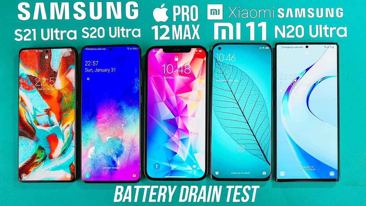 Samsung Galaxy S21 Ultra vs iPhone 12 Pro MAX / Xiaomi Mi 11 / Note 20 Ultra - Battery Drain Test