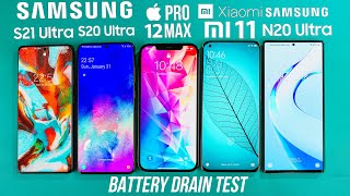 Samsung Galaxy S21 Ultra vs iPhone 12 Pro MAX vs Xiaomi Mi 11 vs Note 20 Ultra - Battery Drain Test