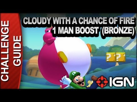 New Super Mario Bros. U Challenge Walkthrough - Cloudy with a Chance of Fire