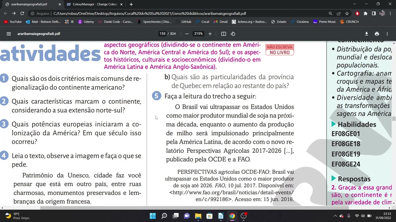 Correção das atividades do livro Araribá Mais Geografia pgs 103 e 104.