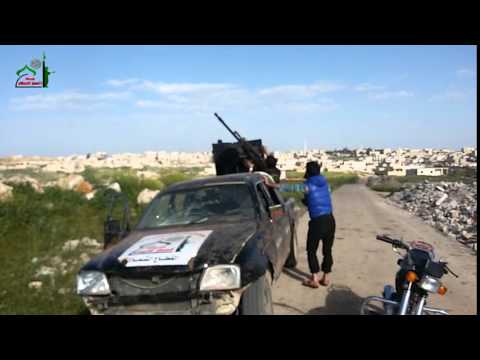 التضدي للطيران الحربي في سماء معرة النعمان في ريف ادلب بواسطة رشاش 14 من قبل جبهة أنصار الإسلام