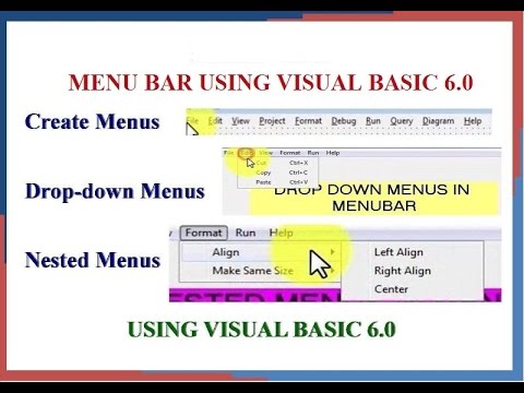 Create Menus,Drop Down Menus ,Nested menus in Menu Bar Using Visual Basic 6 0 Video