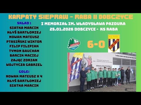 Karpaty Siepraw  - Raba II Dobczyce 6:0    I Memoriał im. Władysława Pazdura 25.01.2026