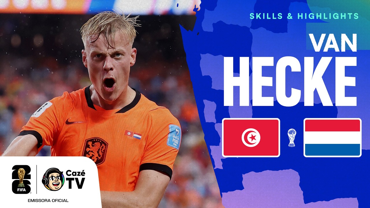 VERDADEIRA ARMA AÉREA! TODOS OS LANCES DE VAN HECKE EM TUNÍSIA X HOLANDA | COPA DO MUNDO