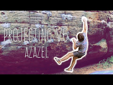 Projecting V6 (7A) outdoors, Azazel, Southern Sandstone