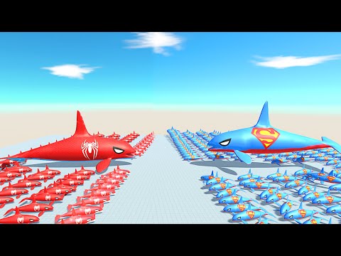 ALL SUPER MAN ORCA vs ALL SPIDER MAN ORCA DEATH CLIMB - Animal Revolt Battle Simulator
