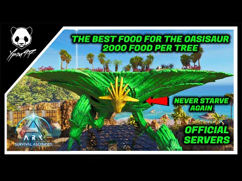 The Best Food For Oasisaur In The Island - 2000+ Feed Per Tree | ARK: Survival Ascended